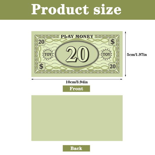 Sotiff play money 8 denominations organized by value for versatile classroom or game use.
