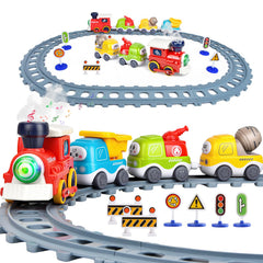 Sotodik electric train set steam locomotive with lights for imaginative play