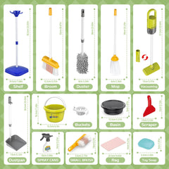 Sotodik broom and dustpan blue set for tidy-up pretend play