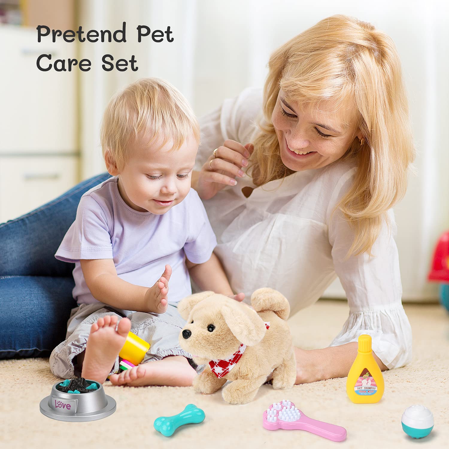 Sotodik Pet Care Play Set bath time tools including shampoo for pretend wash