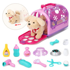 Sotodik Pet Care Play Set electric plush puppy walking for pretend care