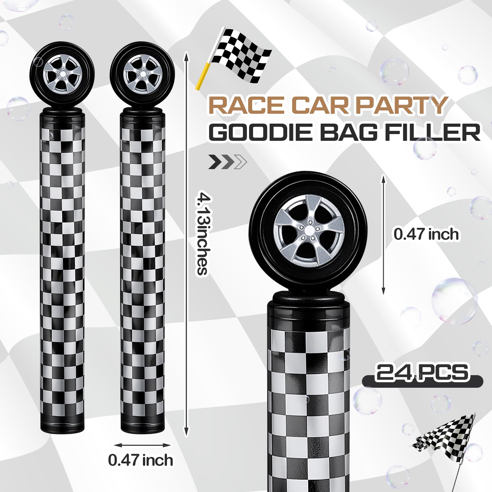 Soulchen bubble wand featuring wheel design, adds sporty vibe to celebrations.