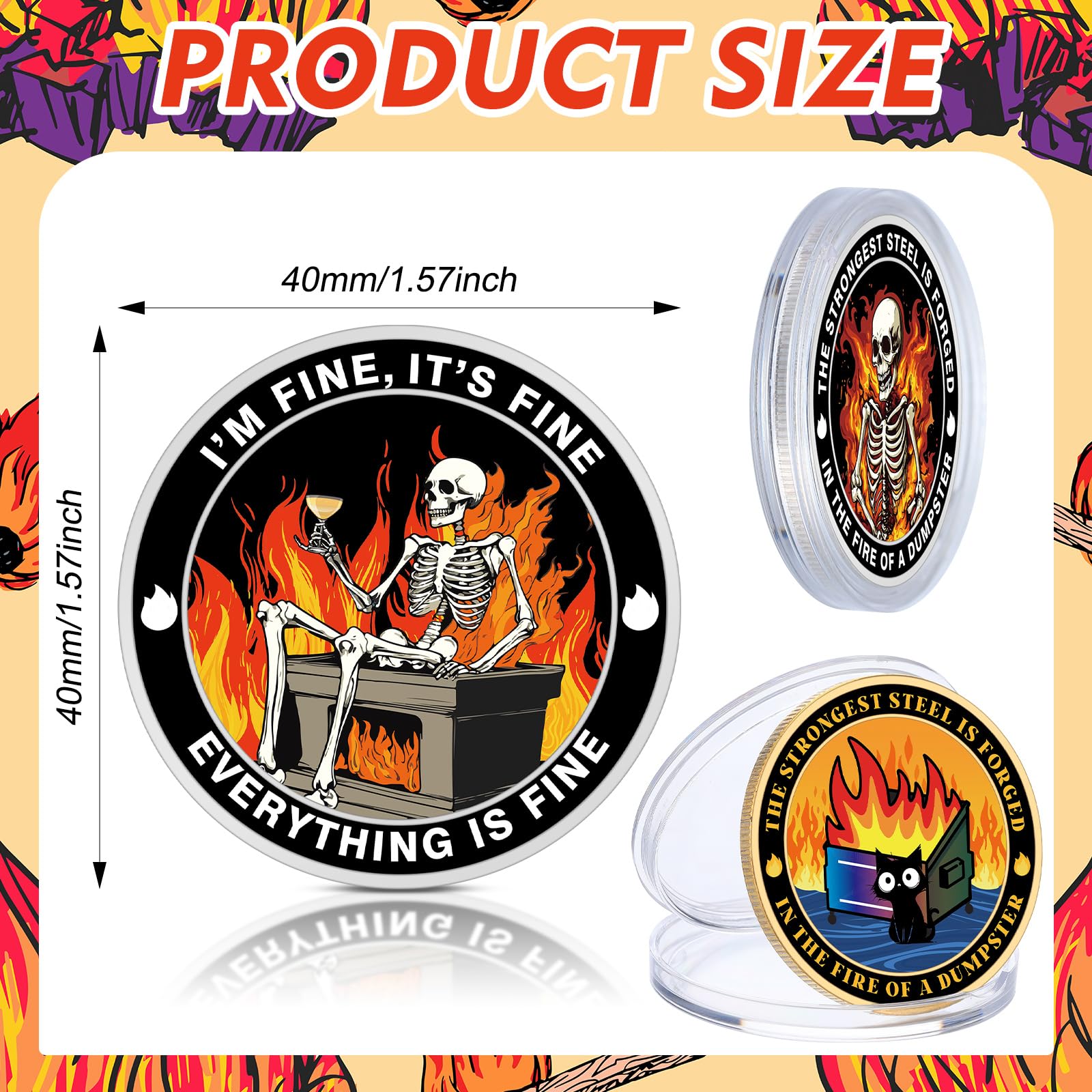 Soulchen Dumpster Fire Coin Design B inspires pocket-sized tokens for recognition