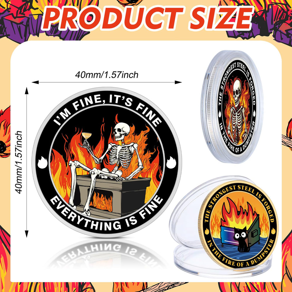 Soulchen Dumpster Fire Coin Design B inspires pocket-sized tokens for recognition