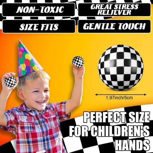 Soulchen hand squeezing a checkered race car stress ball for sensory relief