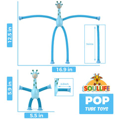 SoulLife giraffe pop tubes in motion support creative shape-building.