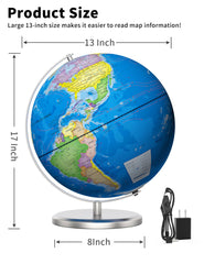 SOUNDANCE HD map globe highlights borders and oceans for visual learning.