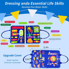 Soupost Busy Board dress-up activity supports independence through pretend play.