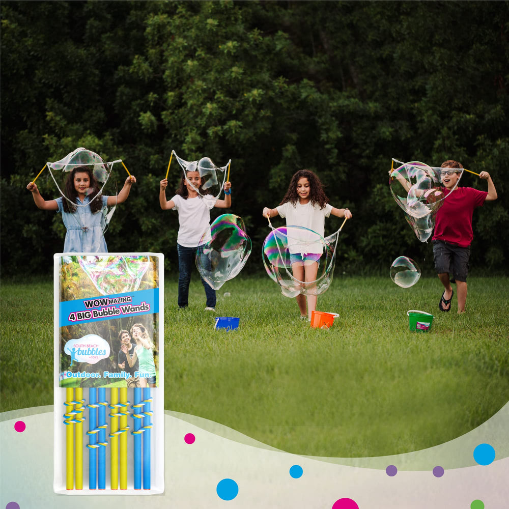 South Beach Bubbles giant wand assembly enables quick setup for extra-large bubbles.