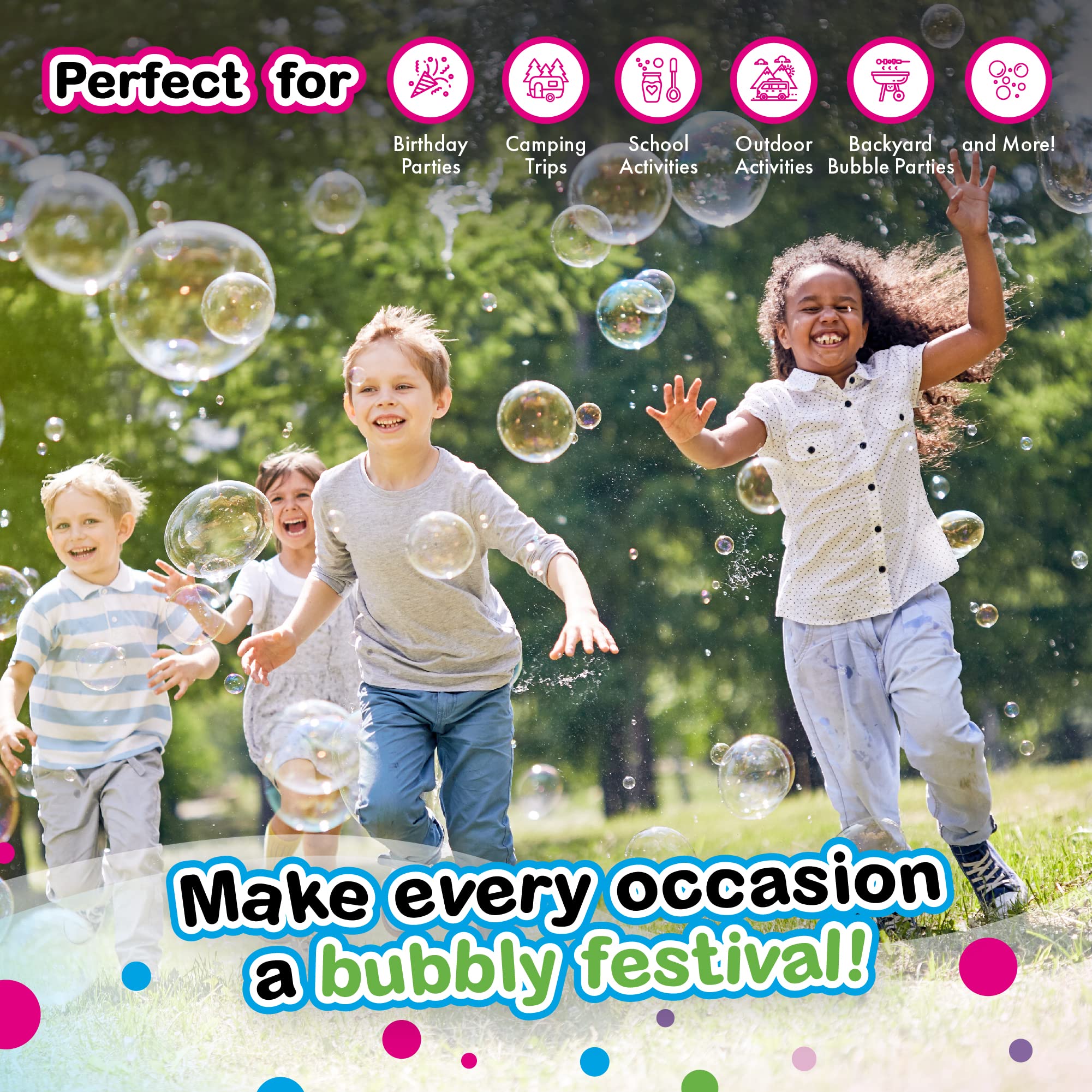 South Beach Bubbles kids playing outdoors with colorful wand set.