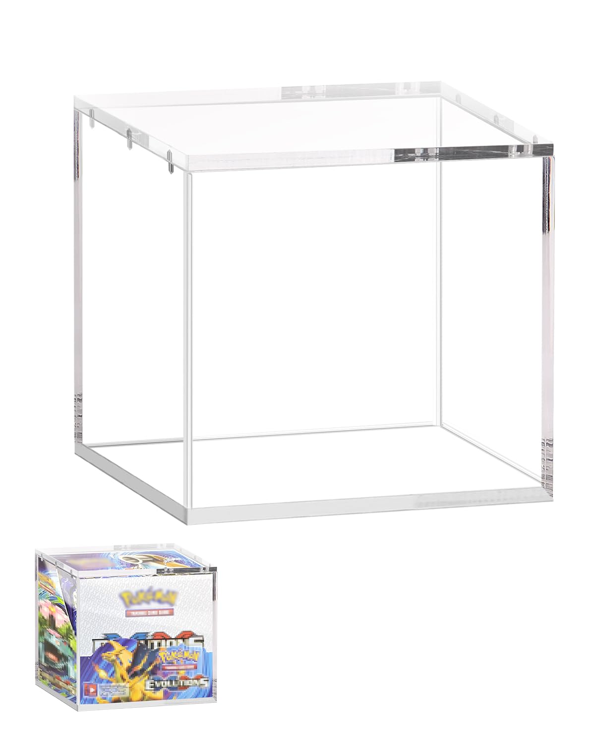 SOWANO acrylic display case shows PKMN booster box with snug 5mm fit for secure display