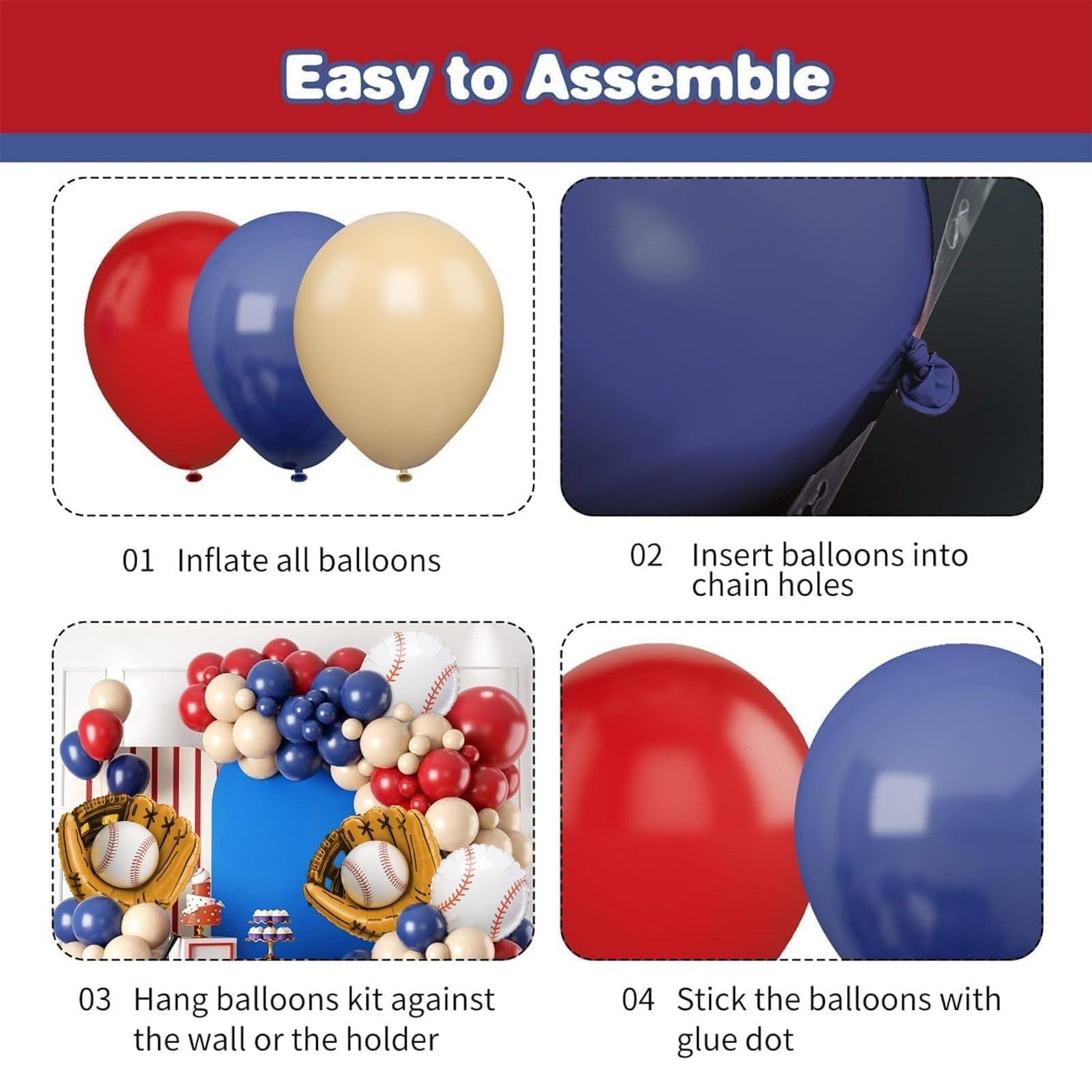 Sowide navy, red and apricot latex balloons for bold color