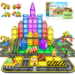 Soyee 102pcs magnetic tiles set enhances imaginative building and spatial awareness during play