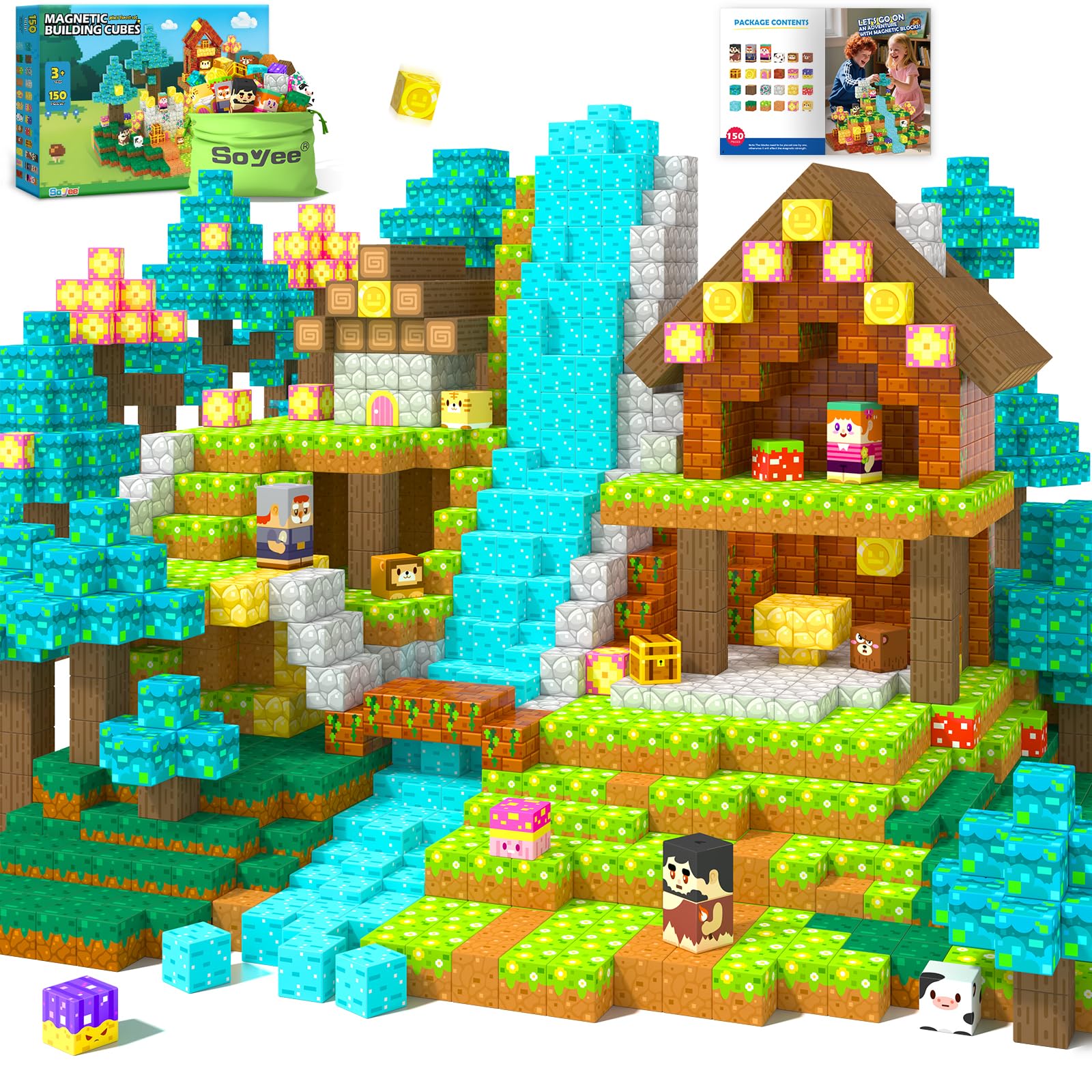 Soyee 150PCS magnetic blocks Pixel Forest set fosters imaginative play and early STEM exploration.