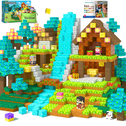 Soyee 150PCS magnetic blocks Pixel Forest set fosters imaginative play and early STEM exploration.