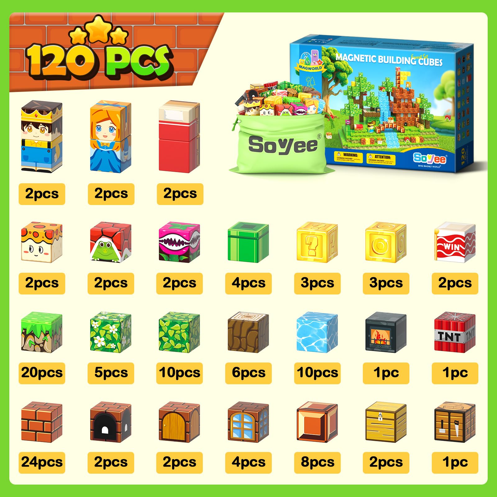 Soyee 1inch magnetic cubes prevent swallowing and support safe play.