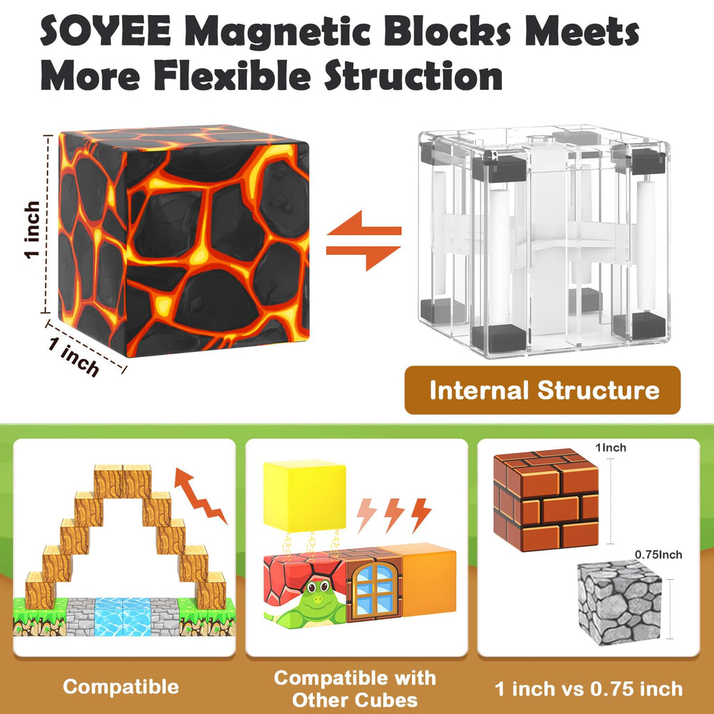 Soyee 8-sided magnets keep pieces connected during building
