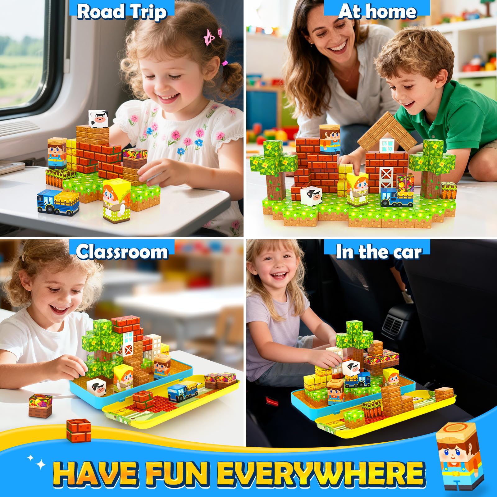 Soyee animal magnets demonstrating versatile surface play during learning.