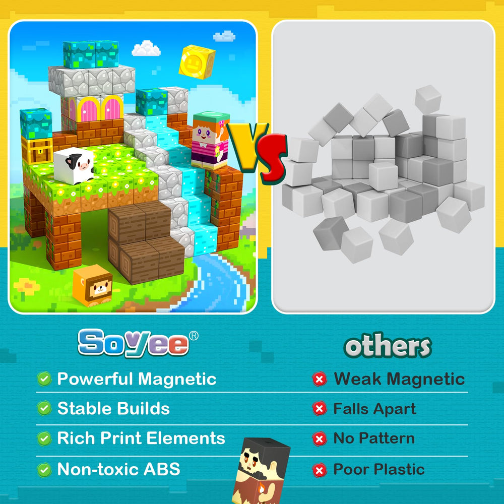 Soyee characters, mushrooms, and strawberries invite role-play adventures and narrative play.