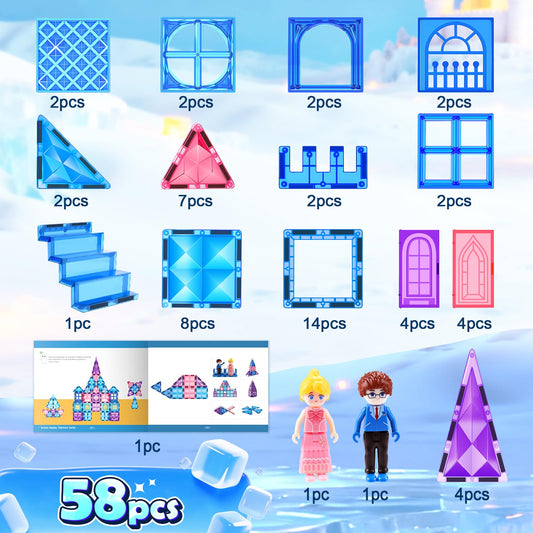 Soyee Diamond magnetic tiles with doors and windows inspire creative construction.