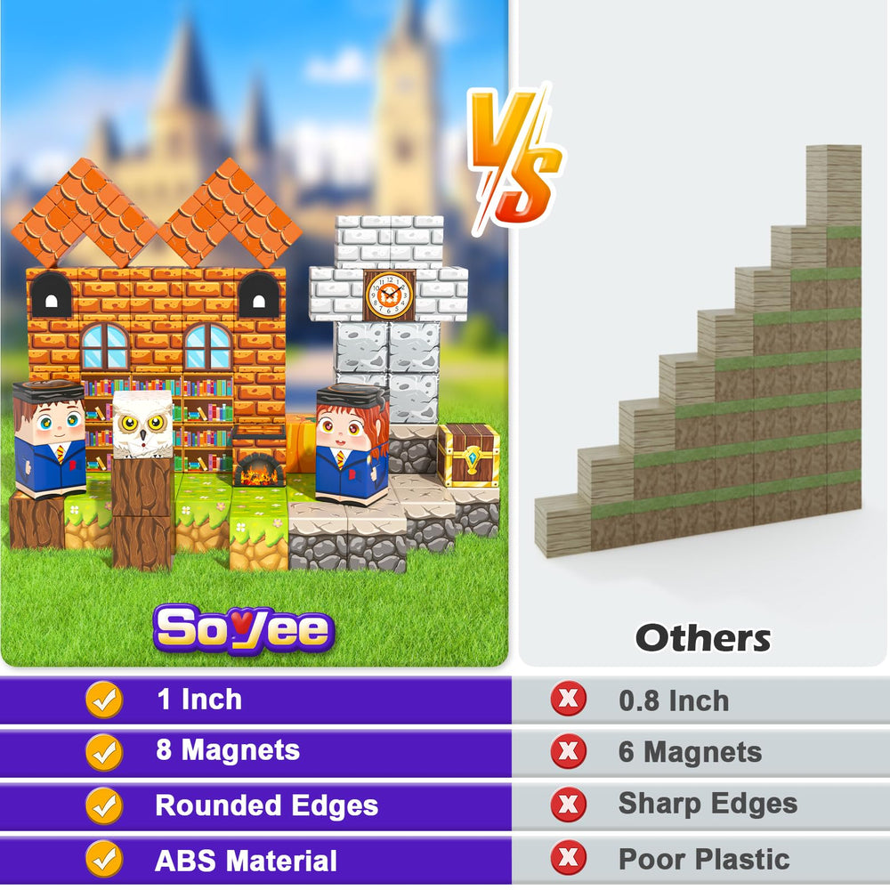 Soyee magnetic world with walls and wizard figures for storytelling play anywhere.