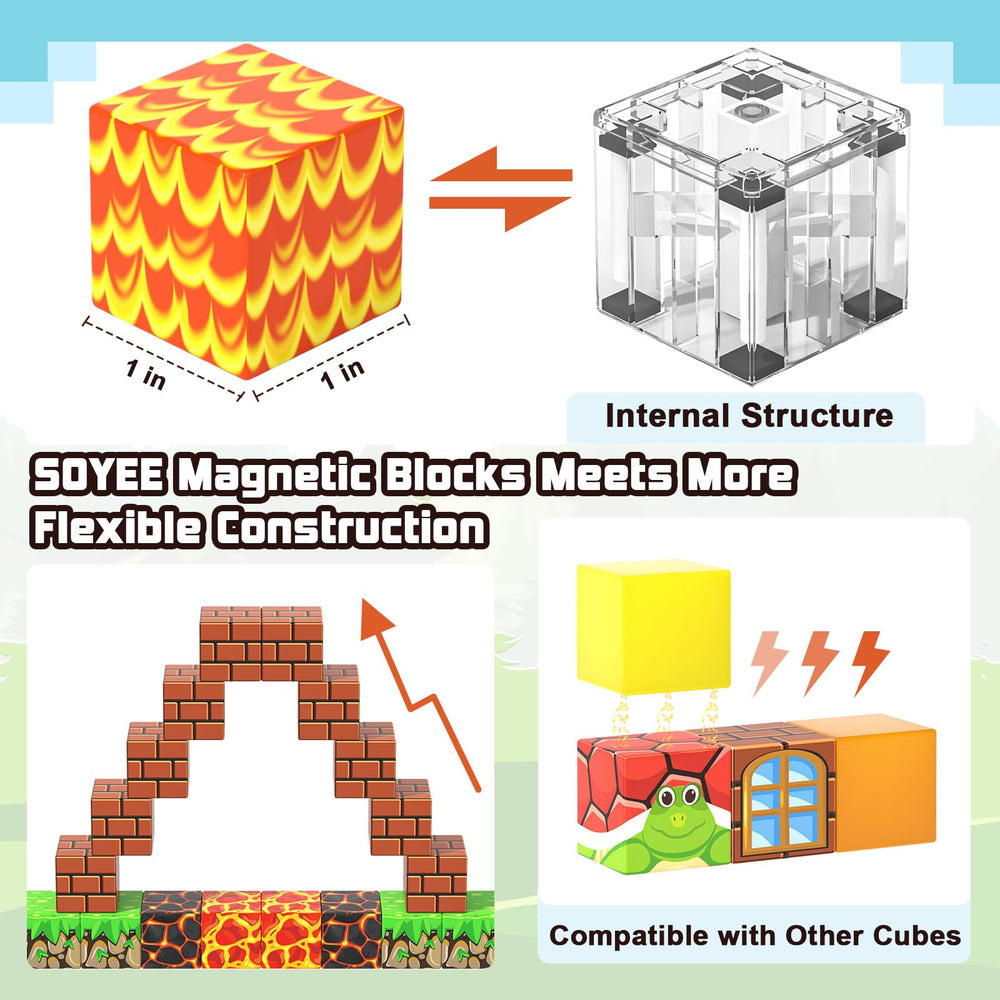 Soyee Magnetic Blocks lava river scene inspires exploration and problem-solving.