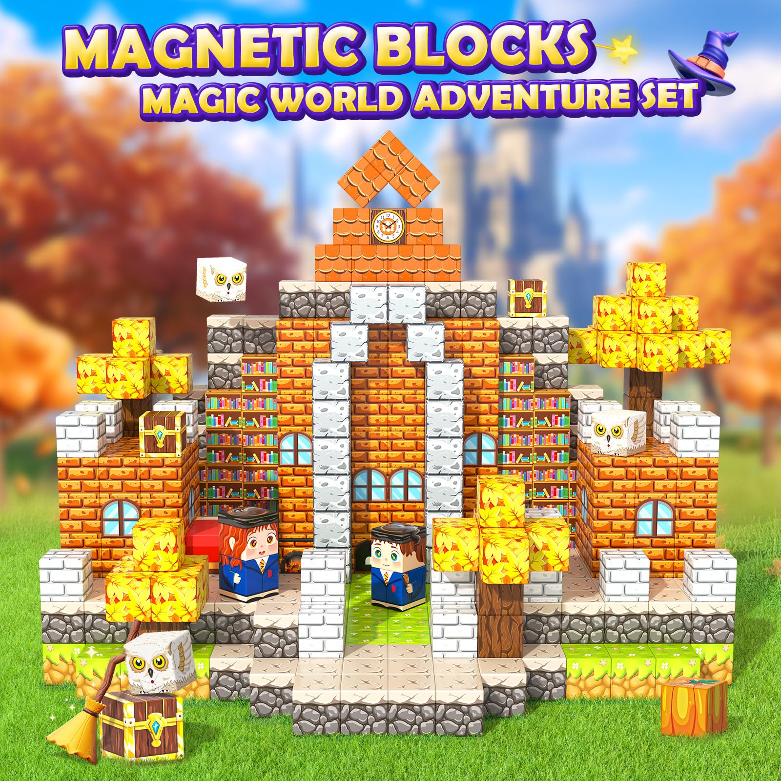 Soyee pumpkin courtyard visuals invite seasonal role-play while developing spatial skills.