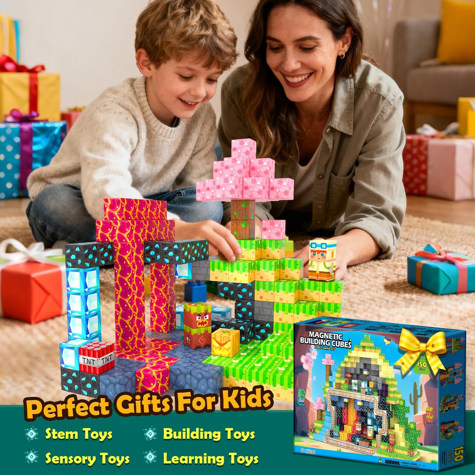 Soyee Magnetic Blocks versatile STEM toy encourages creative learning during play.