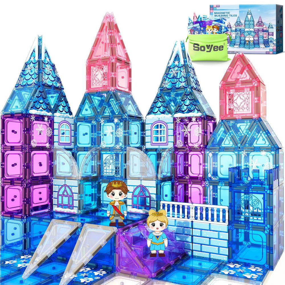 Soyee Magnetic Tiles 102pcs palace play promotes imaginative storytelling.