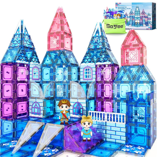 Soyee Magnetic Tiles 102pcs palace play promotes imaginative storytelling.