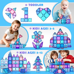 Soyee Magnetic Tiles 102pcs two-dolls design supports role-play and social interaction.