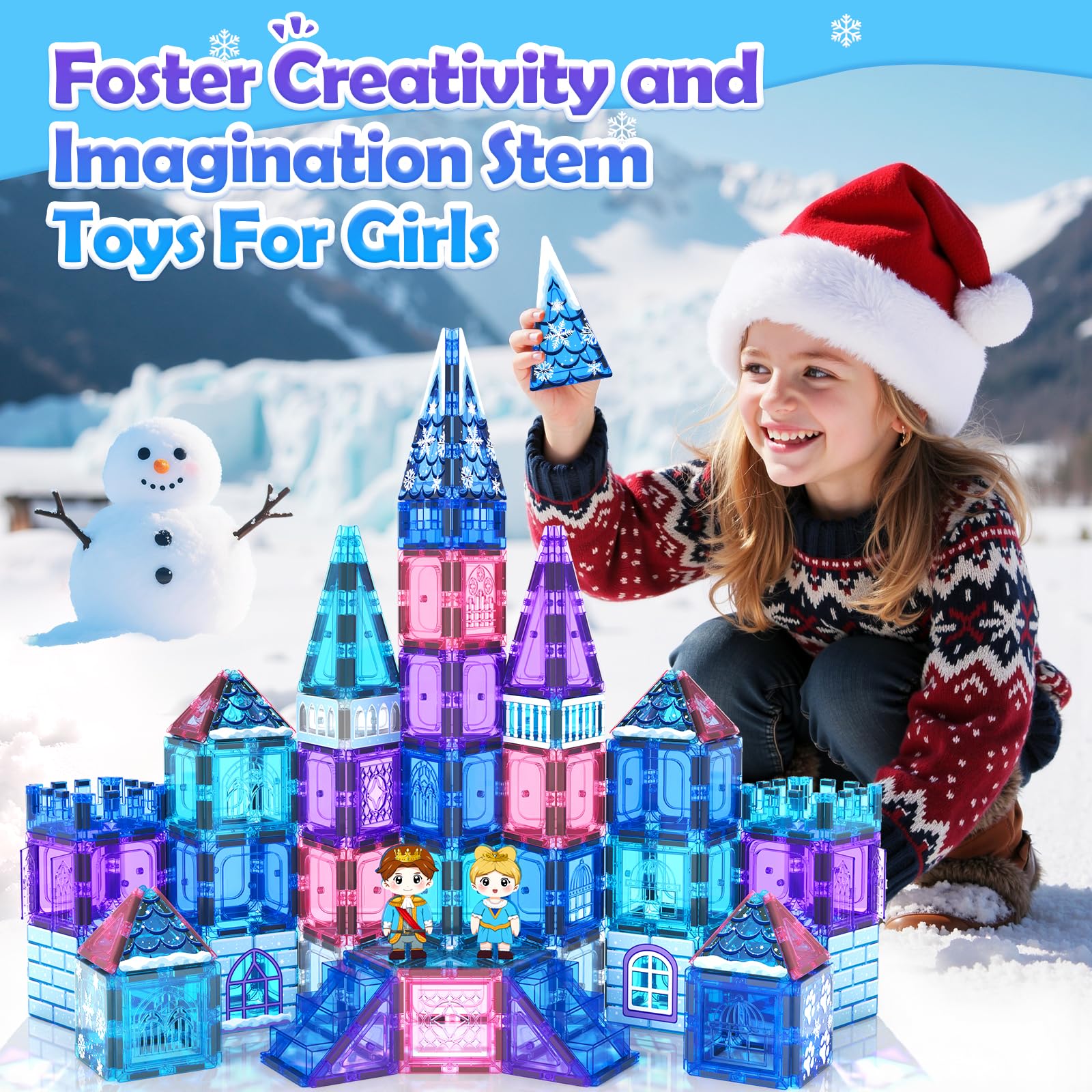 Soyee Magnetic Tiles 102pcs windows and stairs enable varied building layouts.