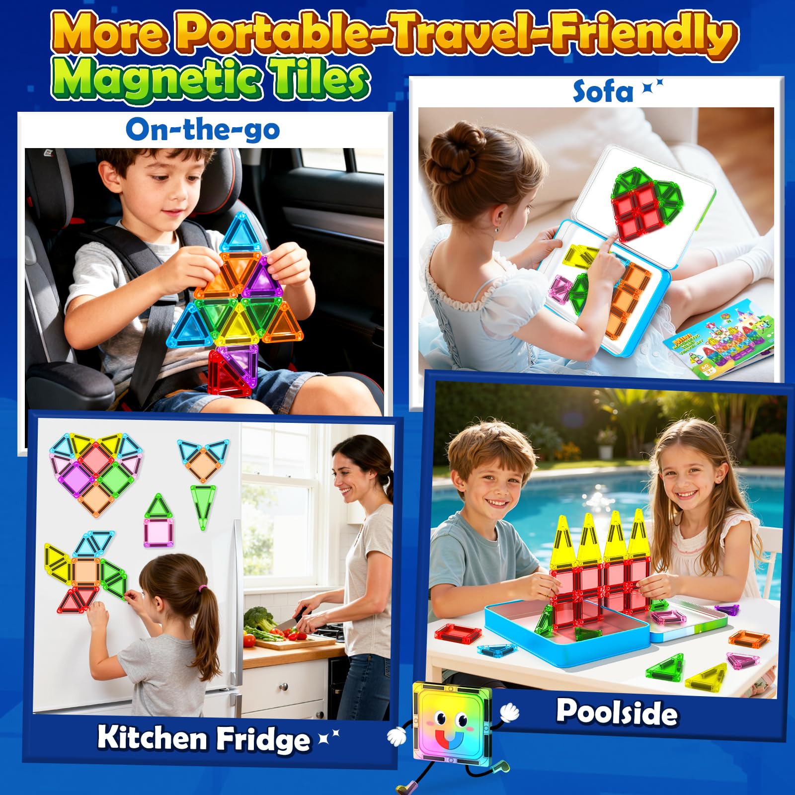 Soyee magnetic tiles showing 2D and 3D building for creative thinking