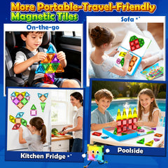 Soyee magnetic tiles showing 2D and 3D building for creative thinking