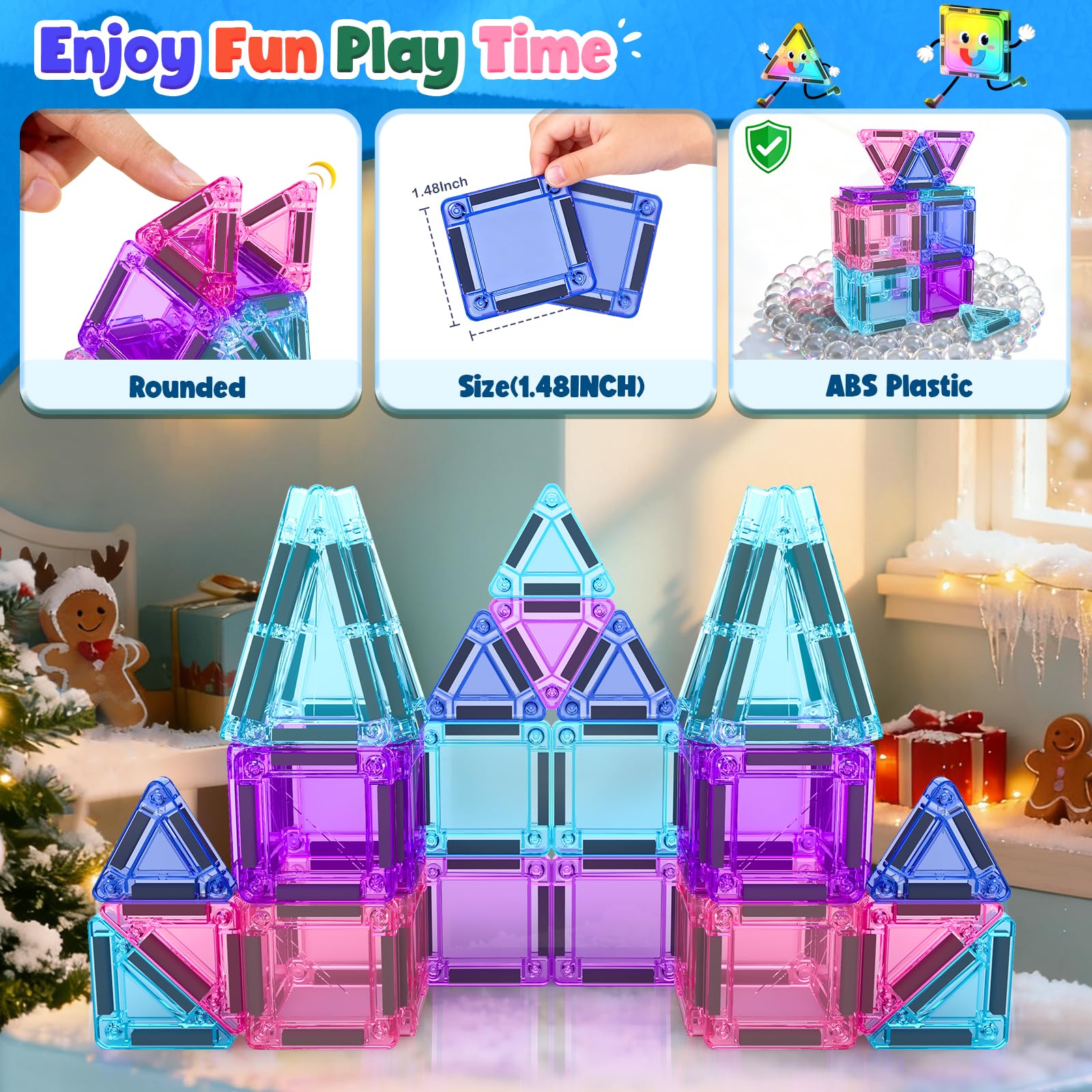 Soyee magnetic tiles support 2D and 3D building play