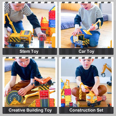 Soyee magnetic tiles construction site scene with crane arm for imaginative play