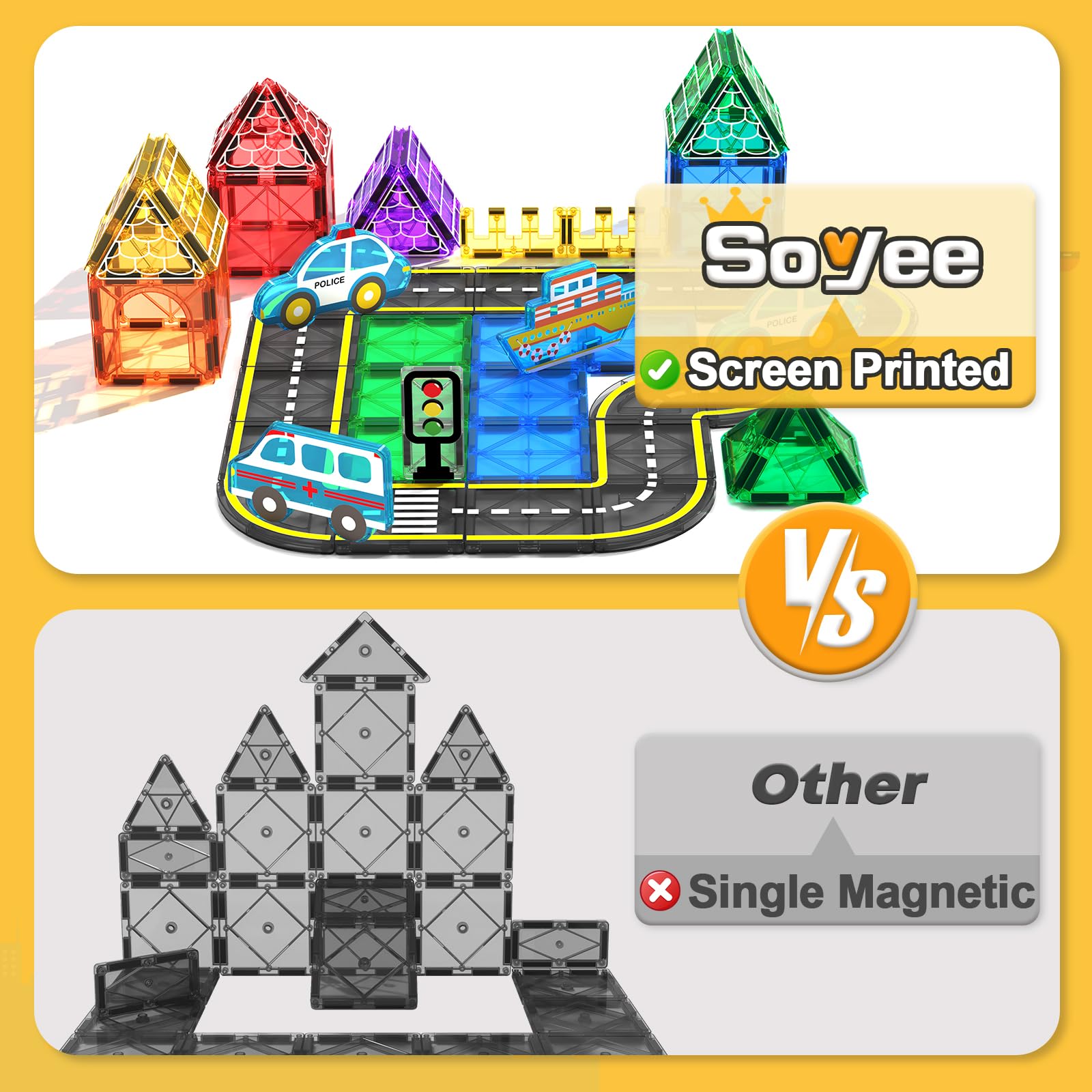 Soyee Ambulance Magnetic Tile supports fast-paced rescue-themed tales