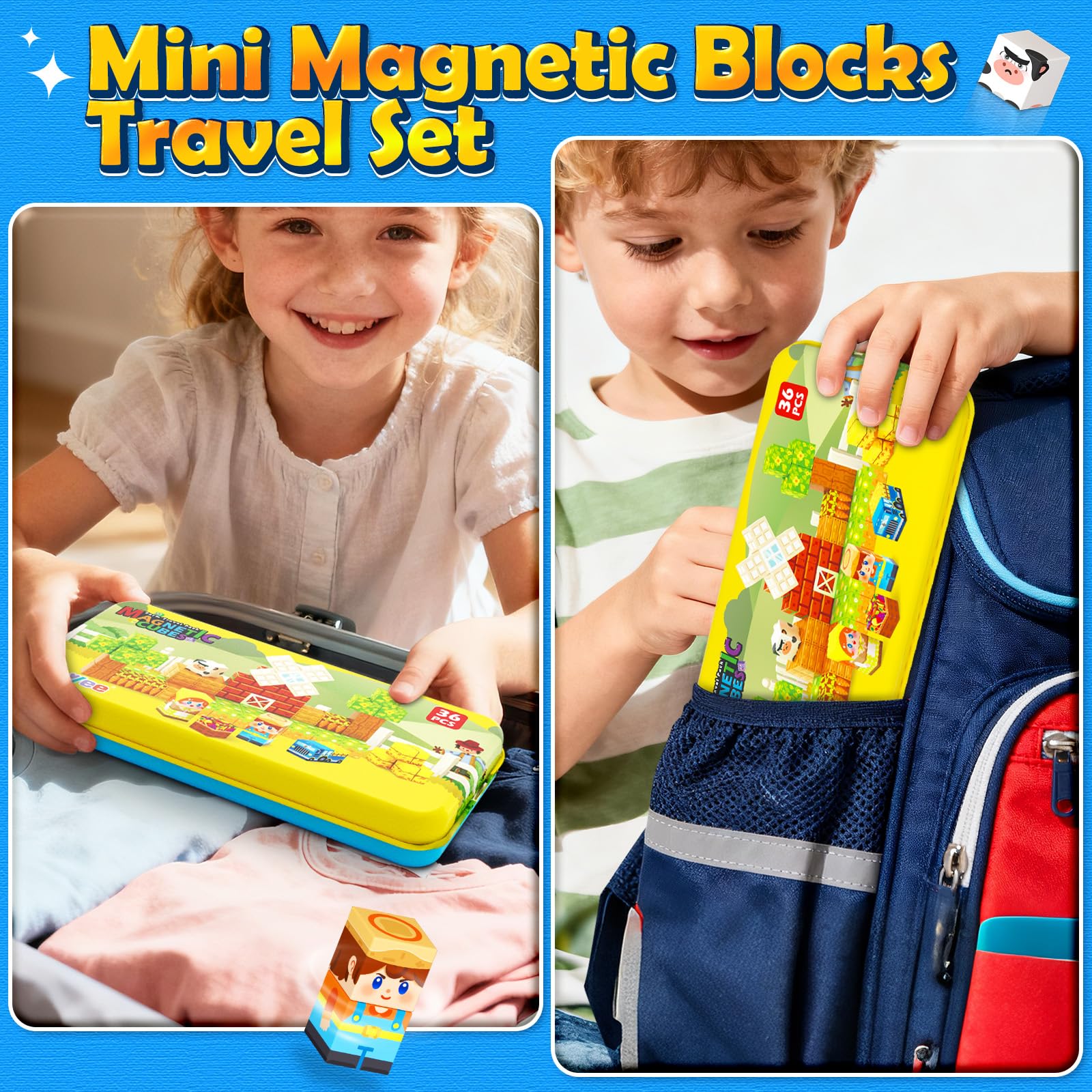 Soyee magnetic tiles closeup highlighting durable construction and strong magnets.