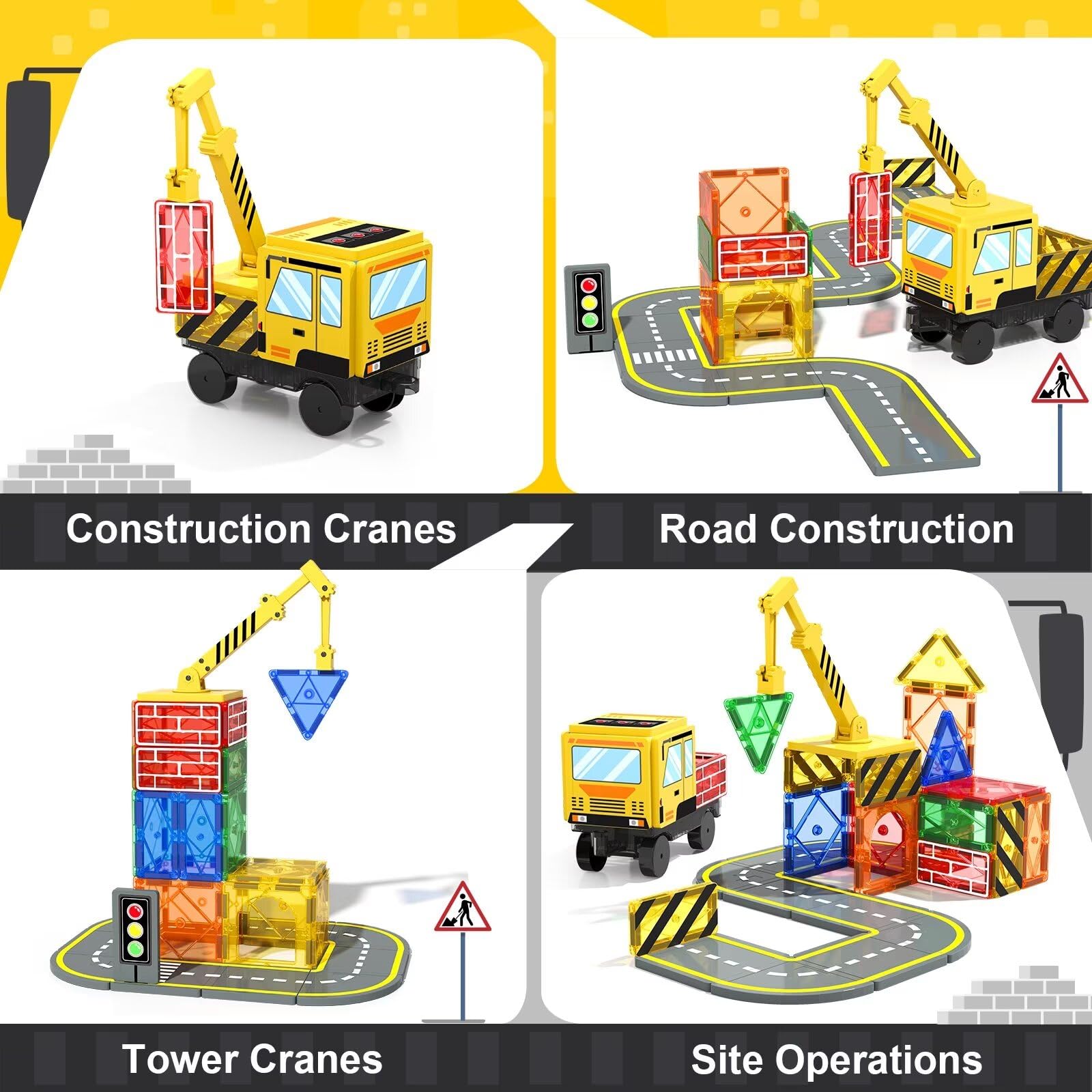 Soyee magnetic tiles crane arm extended for imaginative building