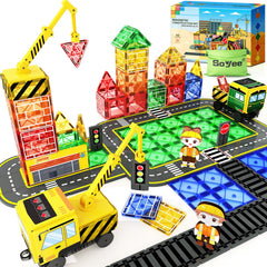 Soyee magnetic tiles dual cranes for imaginative construction play