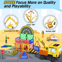 Soyee magnetic tiles kids-building session promoting fine motor skills