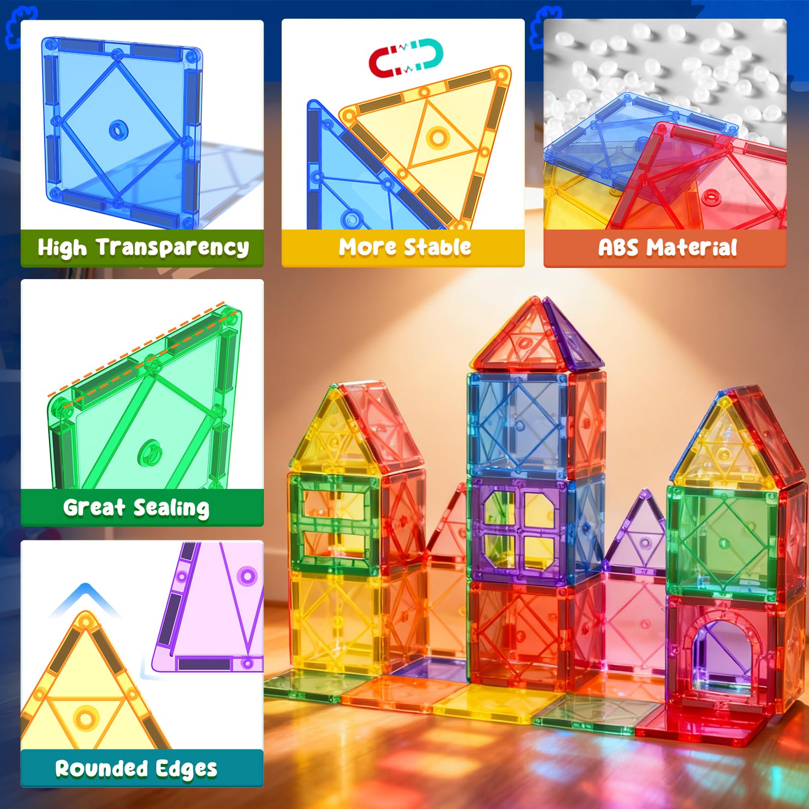 Soyee Magnetic Tiles open-ended play encourages creative problem solving