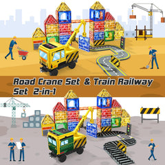 Soyee magnetic tiles road and rail pieces support creative layouts