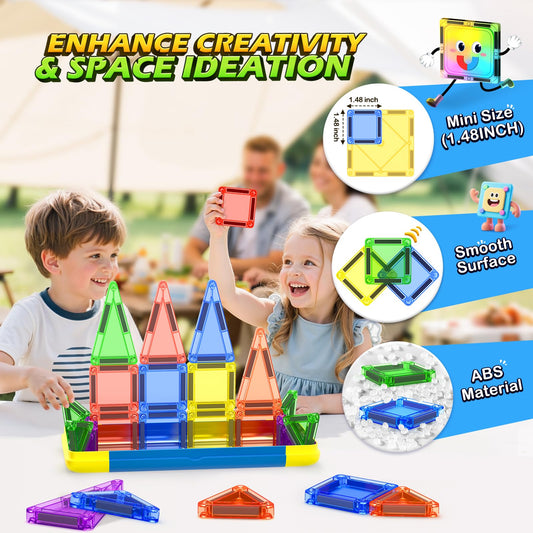 Soyee magnetic tiles in vibrant colors support STEM learning and shape recognition