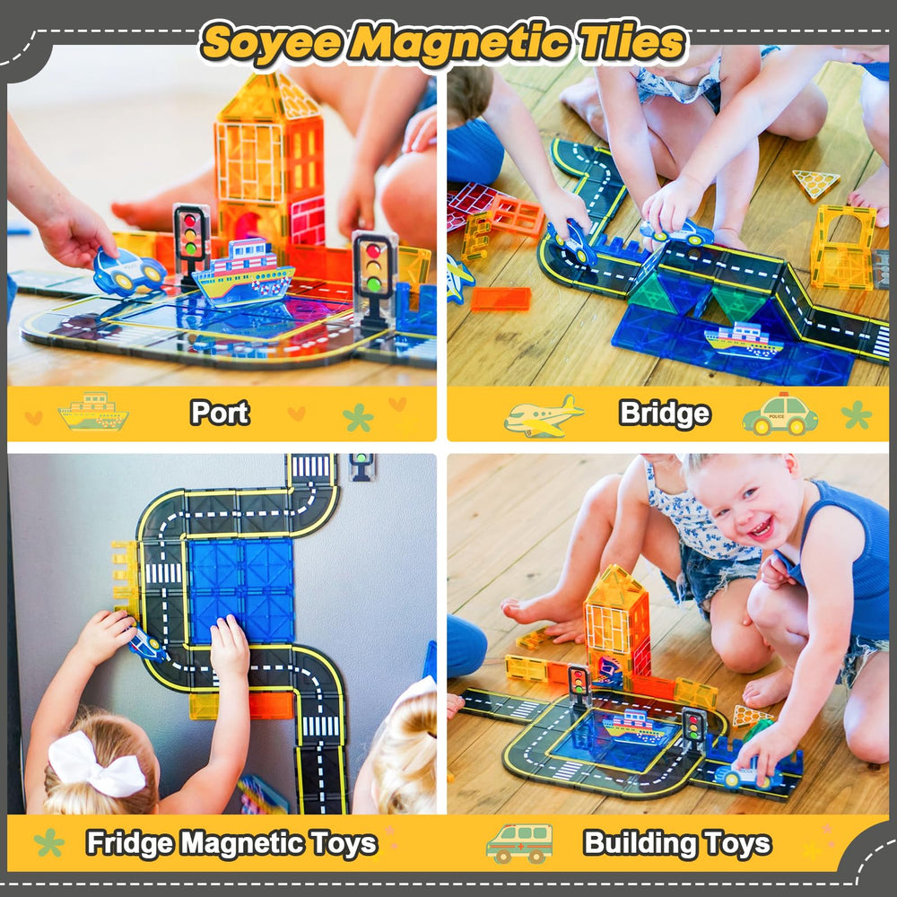 Soyee Magnetic Tiles Traffic Lights set for city scenarios and learning