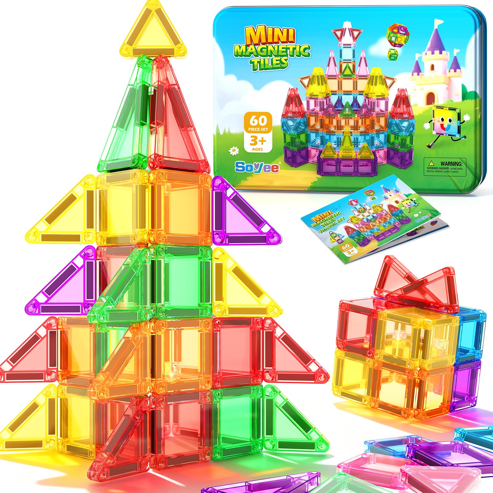 Soyee mini magnetic tiles travel case for on-the-go learning and play