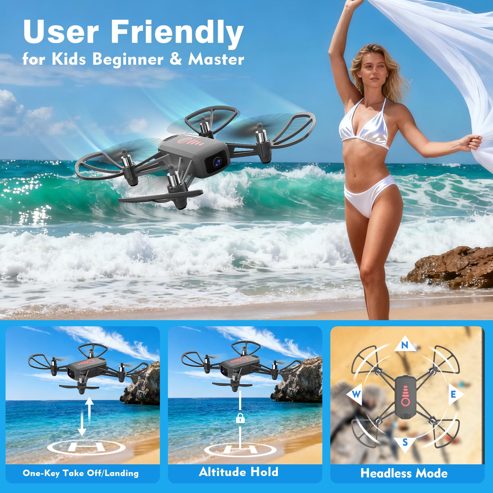 Sozun drone beginner controls simplify flights for new pilots.
