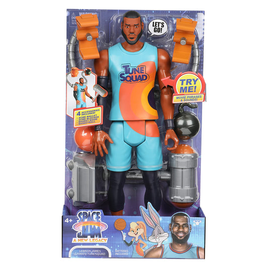 Space Jam Lebron James figure side view shows articulation for posing action.
