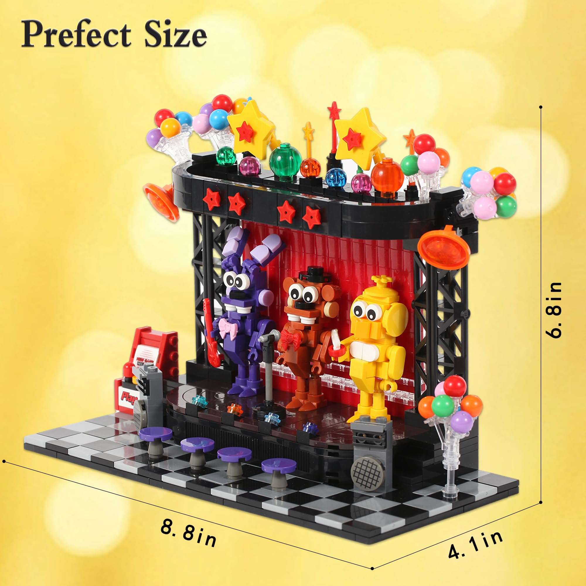 Spaciolo Five Nights chicken performer on stage, adds dynamic diorama flair.