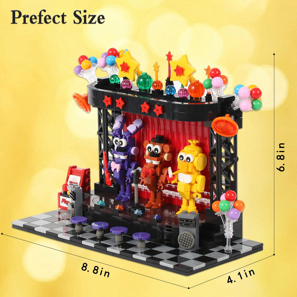 Spaciolo Five Nights chicken performer on stage, adds dynamic diorama flair.
